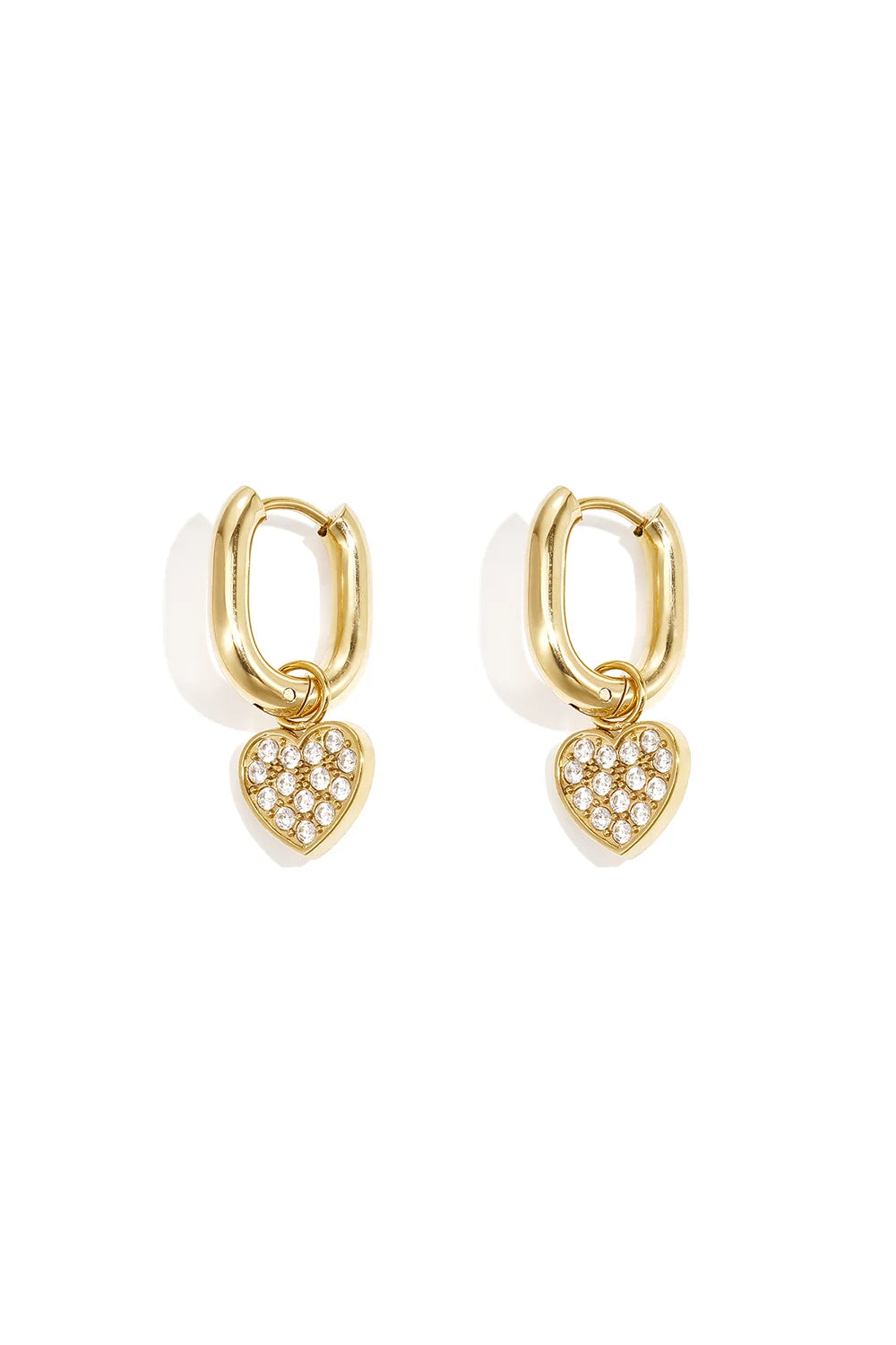 Herz Creolen Gold mit Zirkonia – Edelstahl Ohrringe