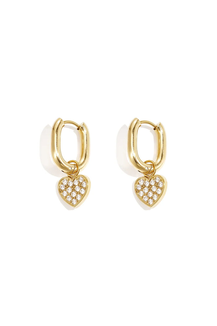 Herz Creolen Gold mit Zirkonia – Edelstahl Ohrringe