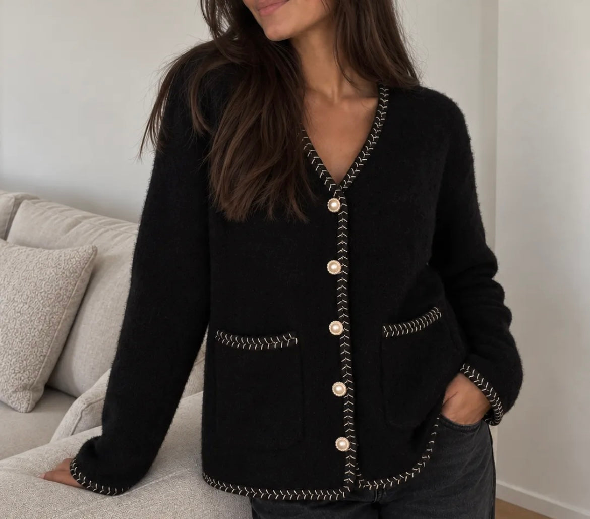 Strickjacke mit Kontrastdetails | verschiedene Farben