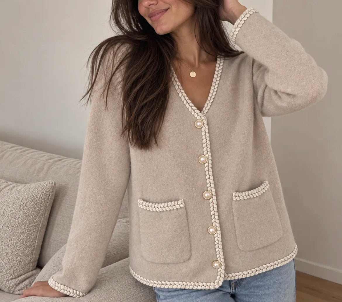 Strickjacke mit Kontrastdetails | verschiedene Farben