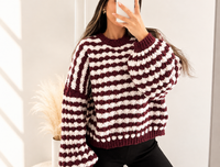 Strickpullover mit Muster | Bordeaux/ rosa