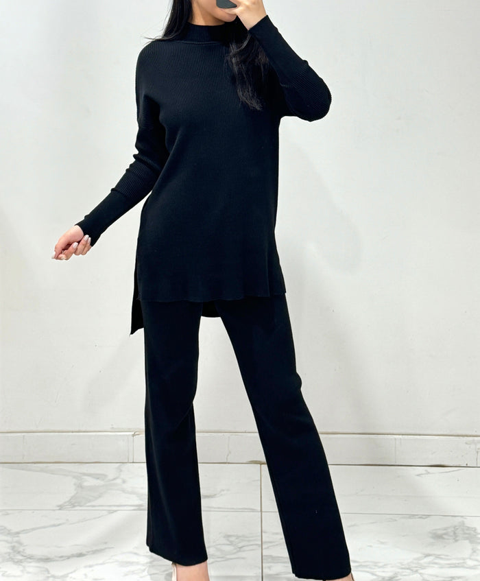 Rippstrick Set | Schwarz