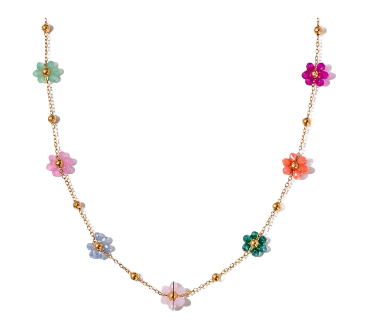 Halskette mit bunten Blumen