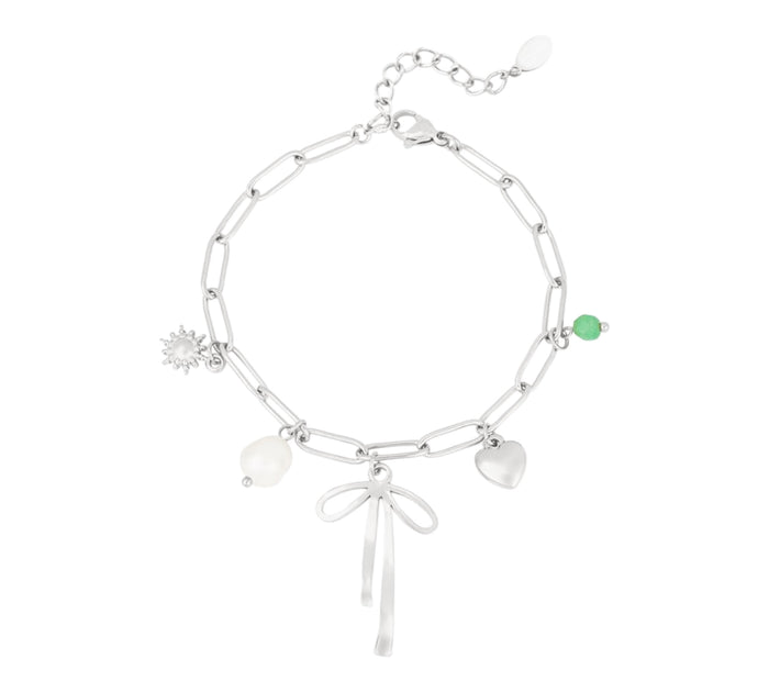 Silbernes Charm Armband mit Schleife