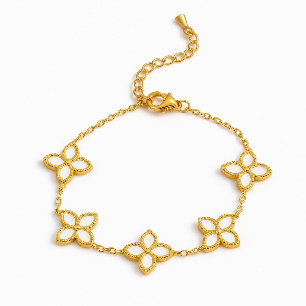 Armband | Weiße Blütenreihe