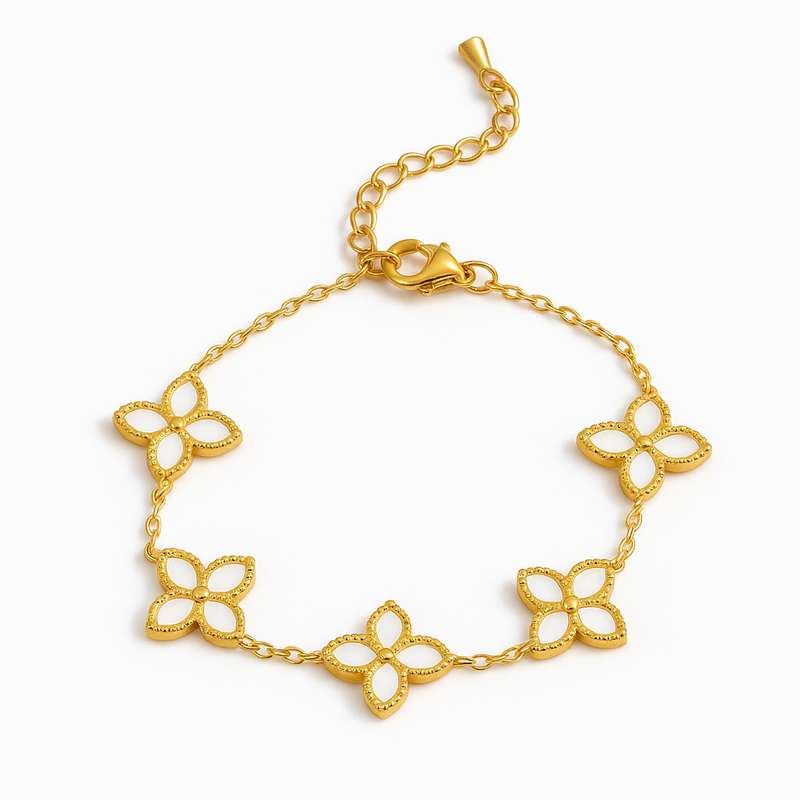 Armband | Weiße Blütenreihe