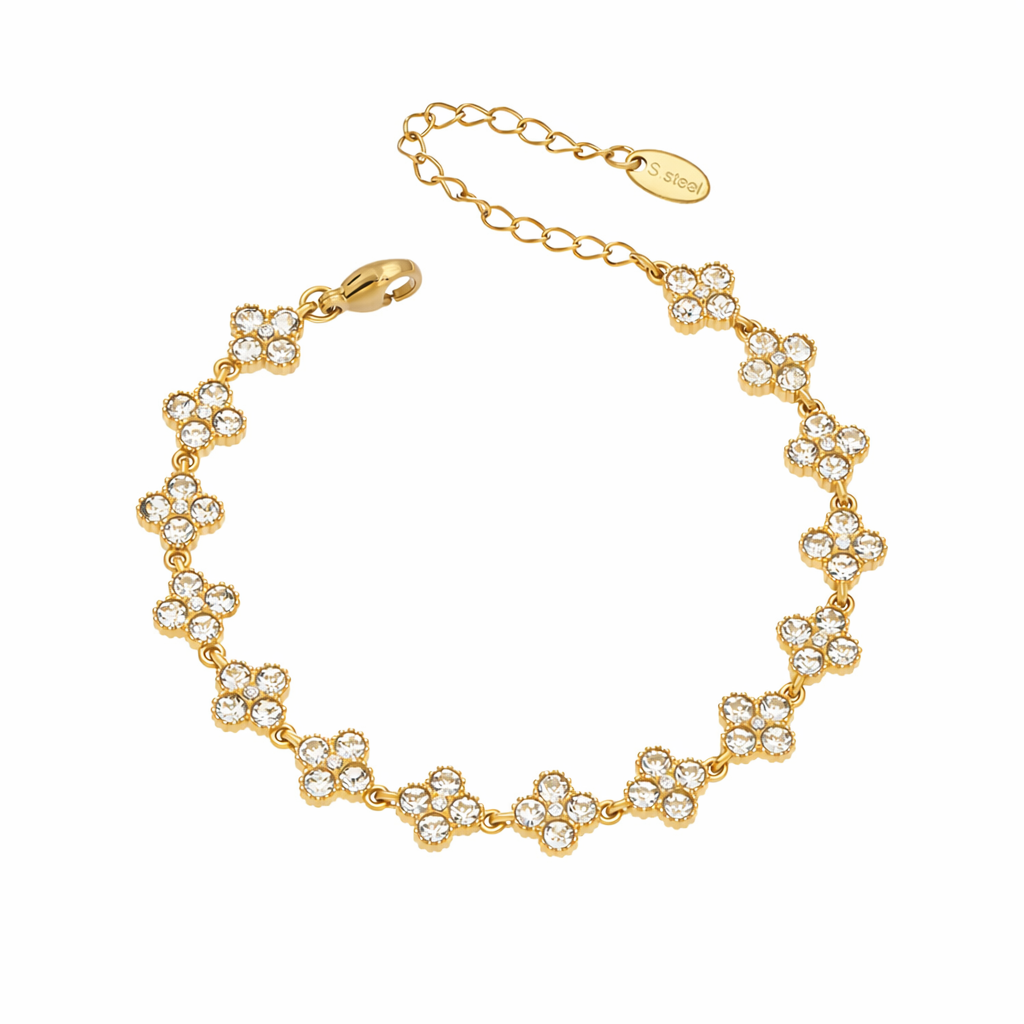 Blumen Zirkonia Armband Gold – Edelstahl