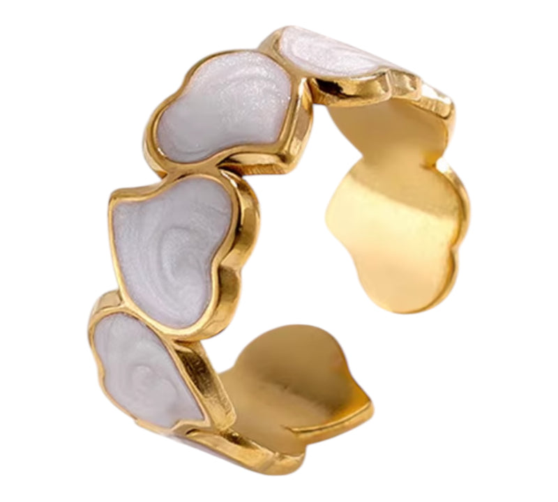 Verstellbarer Ring | weiße Herze