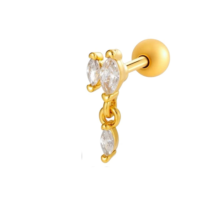 Helix / Ohrpiercing – Edelstahl vergoldet mit Zirkonia Anhänger