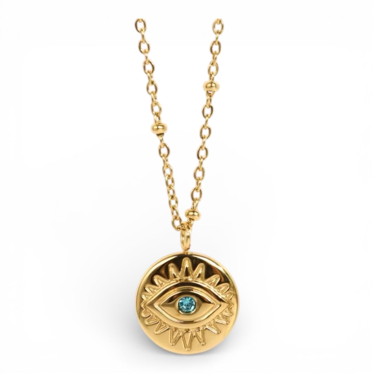Edelstahl Evil Eye Halskette Gold – Nazar Kette mit blauem Stein