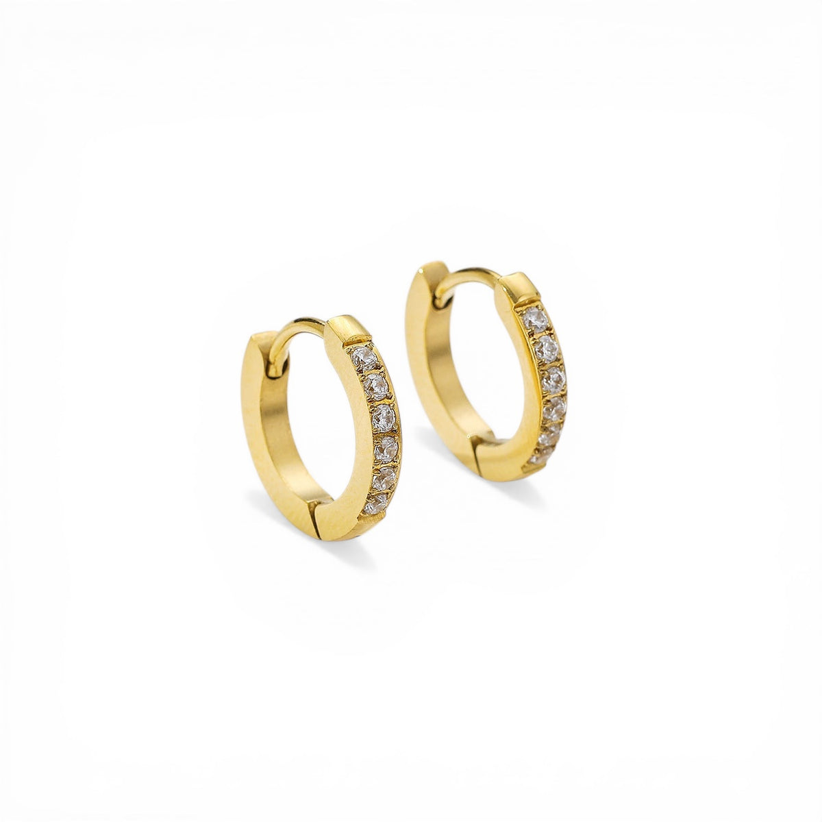Mini Creolen Gold mit Zirkonia – Edelstahl