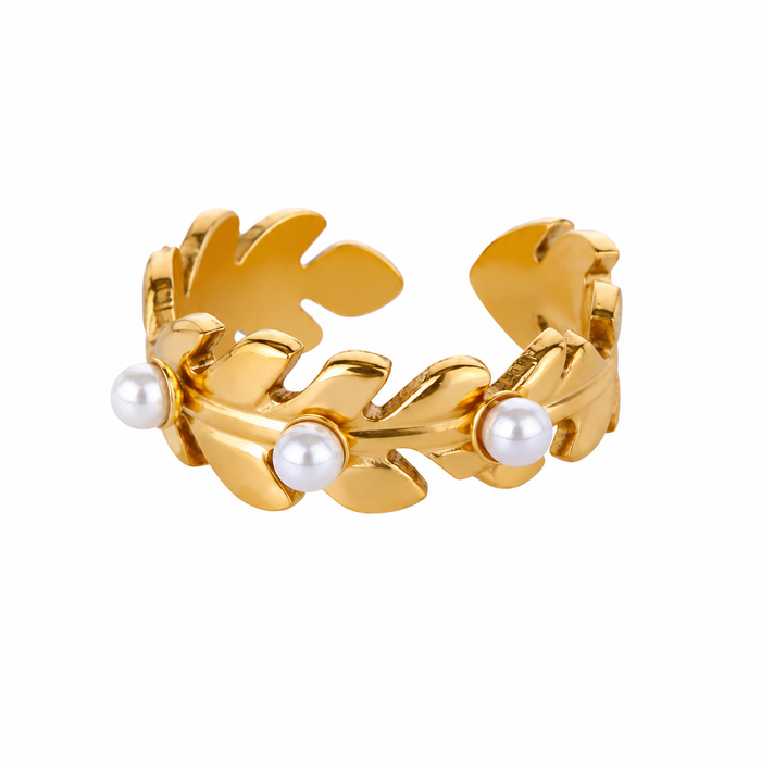 Verstellbarer Ring -  „Pearl Leaf“