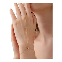 Handkette mit Ring – Goldene Blumen